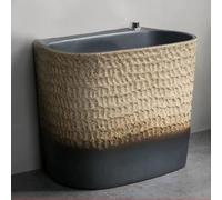 JIAOCKJIAO JKGHK Floor Mop Sink, Ceramic Art Mops Basin with Drain Button, Free Standing Sink Mop Service Basin, Utility Sinks for Garage, Bathroom Art Mops Pool(Brown)