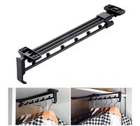 JIAOCKJIAO Pull-Out Closet Valet Rod Black,Wardrobe Extendable Non-slip hanging rod Rails,Retractable Pants Hangers Hanging Clothes rod,for Shallow Cabinet Clothing Storage, Load-bearing 25kg