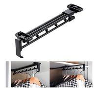JIAOCKJIAO Pull-Out Closet Valet Rod Black,Wardrobe Extendable Non-slip hanging rod Rails,Retractable Pants Hangers Hanging Clothes rod,for Shallow Cabinet Clothing Storage, Load-bearing 25kg