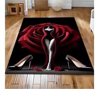 JIAOJING Aesthetic Red Rose And Woman Rug Yin Yang Koi Fish Japanese Inspired Carpet Living Room Sofa Decorative Rugs 160x280CM