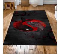 JIAOJING Aesthetic Red Rose And Woman Rug Yin Yang Koi Fish Japanese Inspired Carpet Living Room Sofa Decorative Rugs 80x120CM