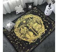JIAOJING Carpet Pentagram Altar Or Tarot Witchy Floor Mat Black Witch Rug Gothic Decor Divination Runic Carpet 120x160CM