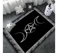 JIAOJING Carpet Pentagram Altar Or Tarot Witchy Floor Mat Black Witch Rug Gothic Decor Divination Runic Carpet 60x90CM