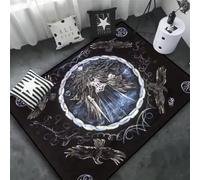 JIAOJING Carpet Pentagram Altar Or Tarot Witchy Floor Mat Black Witch Rug Gothic Decor Divination Runic Carpet 140x200CM