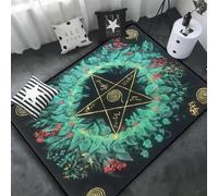 JIAOJING Carpet Pentagram Altar Or Tarot Witchy Floor Mat Black Witch Rug Gothic Decor Divination Runic Carpet 80x120CM