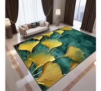 JIAOJING Luxury Ginkgo Maple Leaf Rug Gold Foil Carpet Mat For Entryway Living Room Coffee Table Home Decoration Embossed Design 50X80Cm