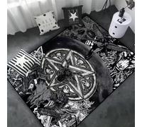 JIAOJING Skull Goat Demon Area Rug Blood Red Carpet Decor Satanic Mat-Satanic Home Decor 80x150CM