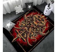 JIAOJING Skull Goat Demon Area Rug Blood Red Carpet Decor Satanic Mat-Satanic Home Decor 80x150CM