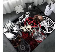 JIAOJING Skull Goat Demon Area Rug Blood Red Carpet Decor Satanic Mat-Satanic Home Decor 80x150CM