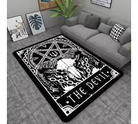JIAOJING Skull Goat Demon Area Rug Blood Red Carpet Decor Satanic Mat-Satanic Home Decor 80x150CM