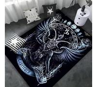 JIAOJING Skull Goat Demon Area Rug Blood Red Carpet Decor Satanic Mat-Satanic Home Decor 80x150CM
