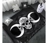 JIAOJING Triple Moon And Pentagram Altar Or Tarot Witchy Floor Mat Black Witch Rug Gothic Decor Divination Runic Carpet 50x80CM