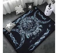 JIAOJING Triple Moon And Pentagram Altar Or Tarot Witchy Floor Mat Black Witch Rug Gothic Decor Divination Runic Carpet 160x230CM