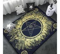 JIAOJING Triple Moon And Pentagram Altar Or Tarot Witchy Floor Mat Black Witch Rug Gothic Decor Divination Runic Carpet 120x160CM