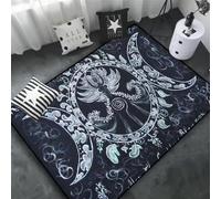 JIAOJING Triple Moon And Pentagram Altar Or Tarot Witchy Floor Mat Black Witch Rug Gothic Decor Divination Runic Carpet 100x160CM