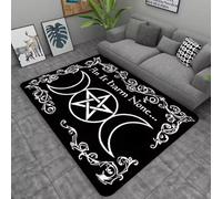 JIAOJING Triple Moon And Pentagram Altar Or Tarot Witchy Floor Mat Black Witch Rug Gothic Decor Divination Runic Carpet 80x120CM