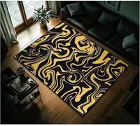 JIAOJING Water Flow Golds Small Carpet Bedside Kitchen Bath Living Home House Bedroom Floor Mat Doormat Large Carpet Rug 50X80Cm