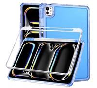 JIAONASHJIA Case for iPad Mini A17 Pro 2024/mini 6 2021 8.3 Inch with Pen Holder - Ultra Thin Transparent Protective Case, Shockproof with 4 Airbag Corners, Lightweight TPU + PU Case, Blue