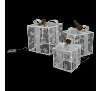 JiaoNingo LED Lighted Gift Box Set, 3 Warm White Presents, Remote Control, Waterproof, For Christmas, Wedding, Engagement, Party, Home, Shop, Hotel Decor