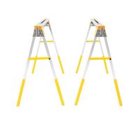 JiaoNingo Multi-Purpose Folding Sawhorse Set, Adjustable Work Trestles & Portable Work Stand, 2645 lb Capacity with Detachable Tool Hooks, Quick Fold Design (Yellow)