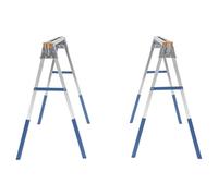 JiaoNingo Multi-Purpose Folding Sawhorse Set, Adjustable Work Trestles & Portable Work Stand, 2645 lb Capacity with Detachable Tool Hooks, Quick Fold Design (Blue)