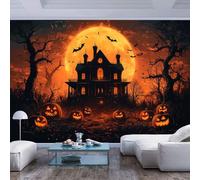 JIAOQSS 3D Art Wallpaper Mural Gothic Style House Pumpkins and Moon Gothic Style House Pumpkins and moonSelf Adhesive Removable Home Decor Papers for Living Room Bedroom Walls Paper Wall Photo