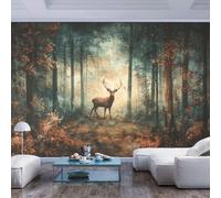 JIAOQSS 3D Art Wallpaper Mural stag Misty Forest Autumn hues stag Misty Forest Autumn hues 3D Wall Paper Living Room Tv Bedroom Boy Girl Children's Room Giant Sticker 3D Home Decor