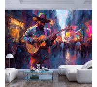 JIAOQSS 3D Effect Wall Mural Decor Man Playing Guitar Colorful Street Man Playing Guitar Colorful street3D Children's Room Wall Art Poster Picture Boy Girl Bedroom Gift Decoration Wall Photos
