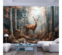 JIAOQSS 3D Mural Photo Wallpaper Deer Forest Autumn hues Deer Forest Autumn huesPeel and Stick Wall Paper Home Decor Non-Woven 3D Living Room The Wall for Bedroom Border