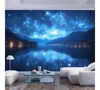 JIAOQSS 3D Mural Wallpaper Star Filled Sky Over Serene Lake Star Filled Sky Over Serene lakeWall Photo Art Posters Stickers for Living Room Tv Sofa Theme Hotel Luxury Corridor Background