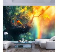 JIAOQSS 3D Photo Wallpaper Mural Colorful Birds nest Rainbow Colorful Birds nest rainbowWall Art Decor Large for Living Room Bedroom Large Wall Paintings Decoration