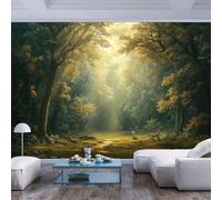 JIAOQSS 3D Wall Mural Wallpaper Sun lit Forest Scene Vintage Style Sun lit Forest Scene Vintage stylePattern Photo Children Kids Room Decoration Background Wall Paper Boy Girl Bedroom