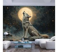 JIAOQSS 3D Wall Murals Wallpaper Wolf Howling at Full Moon Under Stars Wolf Howling at Full Moon Under starsLiving Room Sofa Tv Background s Home Decor Wall - Interior Decorative Stickers
