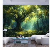 JIAOQSS 3D Wallpaper Wall Mural XXL Mystical Forest Scene Sun lit Tree Mystical Forest Scene Sun lit treePrint Photo Bedroom Restaurant Office Children's Room Family Living Room Restaurant Hallway
