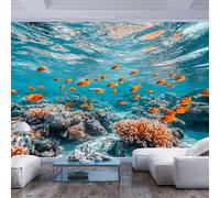 JIAOQSS Art 3D Mural Wallpaper Under Water Scene Fish and Corals Under Water Scene Fish and coralsPeel and Stick Large Living Room Sofa Bedroom Modern Wall Painting Home Decor Wall Posters
