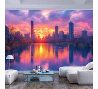 JIAOQSS Hd Print Mural Wallpaper City Skyline at Sunset Over River City Skyline at Sunset Over river3D Painting for Kids Bedroom Walls 3D Living Room The Wall for Bedroom Effect Border