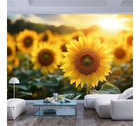 JIAOQSS Mural Photo Wallpaper Sunflower Inspired Field Sunset Glow Sunflower Inspired Field Sunset glow3D Bedroom Wall Sticker 3D Wall Poster Picture Gift Decoration for Living Room Office Bedroom