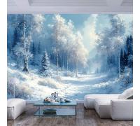JIAOQSS Mural Wallpaper 3D Snow Covered Forest Modern Style Snow Covered Forest Modern stylePeel and Stick Wall Paper Home Decor Non-Woven 3D Living Room The Wall for Bedroom Border