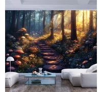 JIAOQSS Murals Photo Wallpaper Mystical Forest Path Path Sunlight and Fungi Mystical Forest Path Path Sunlight and fungiInterior Decor 3D Panel Wall Bathroom Restaurant Hall Living Room Hallway