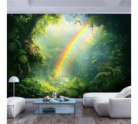 JIAOQSS Murals Photo Wallpaper Rainbow Lush Green Jungle Scene Rainbow Lush Green Jungle sceneWall Poster Tv Background Decorative Wall Decal Art for Kids Room Living Room Bedroom Restaurant