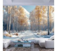 JIAOQSS Murals Photo Wallpaper Snow Covered Birch Forest Modern Style Snow Covered Birch Forest Modern style3D Wall Paper Living Room Tv Bedroom Boy Girl Children's Room Giant Sticker 3D Home Decor