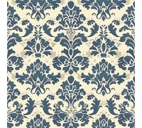 JIAOQSS Peel and Stick Wallpaper Blue Vintage Damask Self Adhesive Wallpaper Vinyl Self Adhesive Contact Paper for Home Bedroom Cabinets and Kitchen Decor