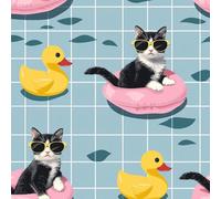 JIAOQSS Peel and Stick Wallpaper Cute Cat Duck Self Adhesive Wallpaper Thick Vinyl Wrap Waterproof Retro Removable Living Room Bedroom