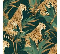 JIAOQSS Peel and Stick Wallpaper Dark Green Tropical Palm Leaf Stick on Wallpaper Forest Animal Leopard Wallpaper Decorative Furniture Sticker Vinyl Wrap Waterproof for Bedroom Living Room Furniture