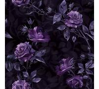 JIAOQSS Peel and Stick Wallpaper Dark Purple Retro Flowers Self Adhesive Wallpaper Stick on Wallpaper Furniture Sticker Waterproof Living Room Bedroom
