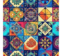 JIAOQSS Peel and Stick Wallpaper Ethnic Style Colorful Plaid Self Adhesive Wallpaper Waterproof Sticky Back Plastic Living Room Bedroom Wall Furniture Vinyl Wrap