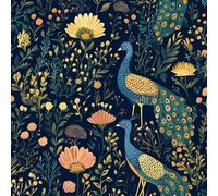 JIAOQSS Peel and Stick Wallpaper Gold Yellow Blue Peacock Stick on Wallpaper Peacock Animal Plants Vinyl Waterproof Decorative Bedroom Wallpaper