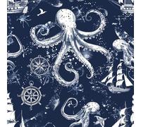 JIAOQSS Peel and Stick Wallpaper Octopus Sailing Self Adhesive Wallpaper Vinyl Sticky Back Plastic Wallpaer Waterproof for Wall Furniture Living Room Bedroom Bathroom