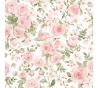 JIAOQSS Peel and Stick Wallpaper Pink Rose Stick on Wallpaper Retro Roses Furniture Sticker Waterproof Living Room Bedroom