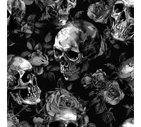 JIAOQSS Peel and Stick Wallpaper Skull Flower Rose Self Adhesive Wallpaper Wallpaper Decorative Furniture Sticker Vinyl Wrap Waterproof for Bedroom Living Room Furniture